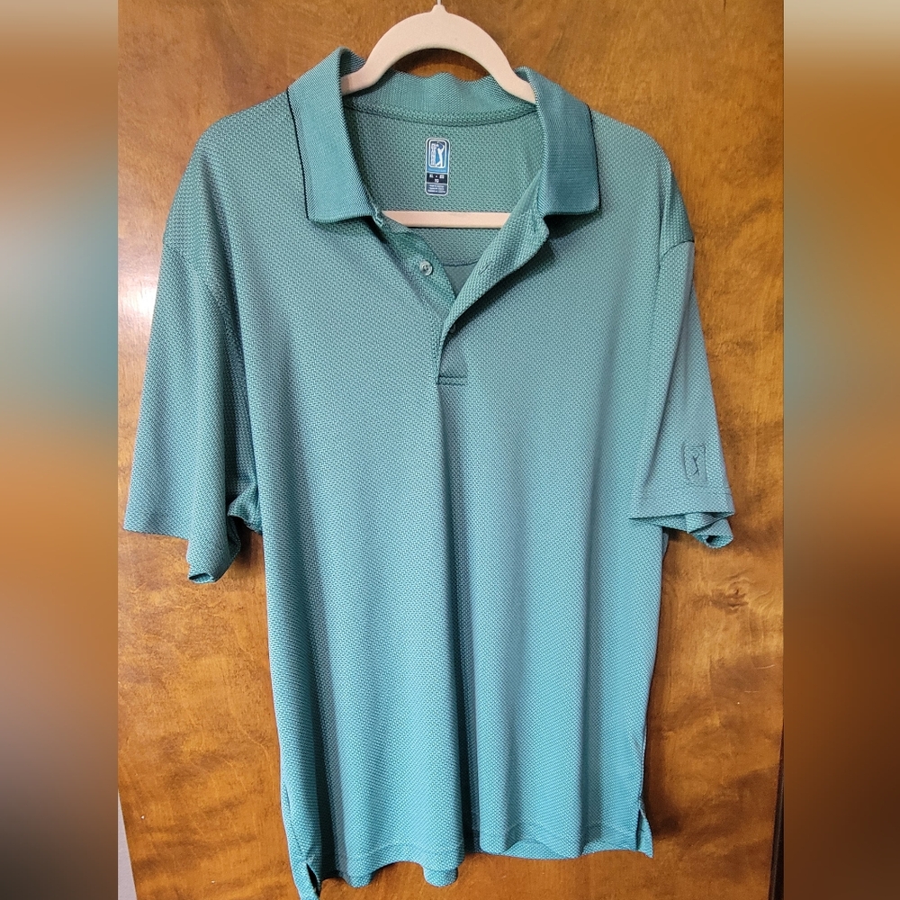 PGA Tour Green Polo Shirt Short Sleeve Casual